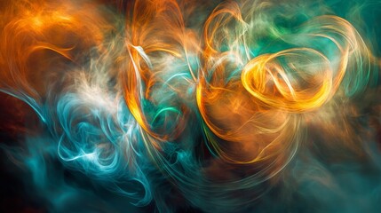 Abstract Cosmic Swirl with Glowing Golden and Green Energy Vortex