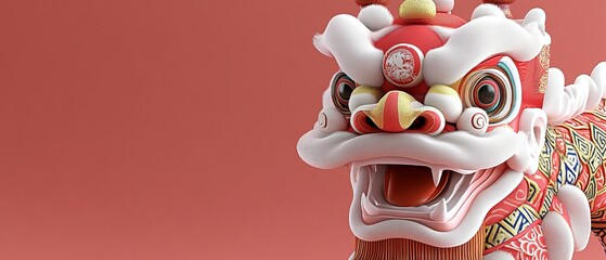 Chinese New Year Theme, A red background with a white dragon on it