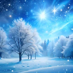 Fotobehang winter landscape with trees © PremNath