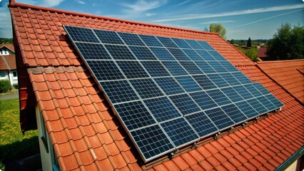 Solar panels on the roof background