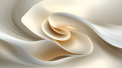 Obraz premium Abstract swirling cream and beige shapes forming a flower-like pattern.