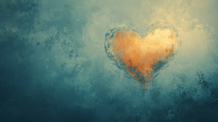 Fototapeta premium Glowing heart on textured background. Abstract art.