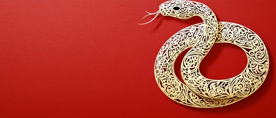 Obraz premium Chinese New Year Theme, A gold snake is on a red background