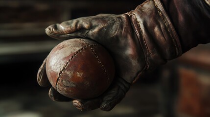 Weathered glove and ball atmospheric shadows deep moody texture