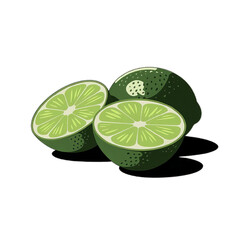Limes, fresh, natural, organic fruit, whole, half, slice,png free download
