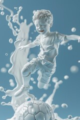 Joyful Milk Splash: A Boy's Dream Soccer Goal