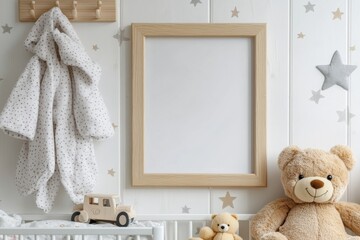 Nursery Mockup: Blank Frame in a Cozy Baby Room 