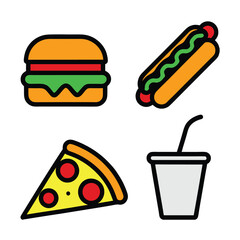 Fast Food Icon Bundle Vector Design.