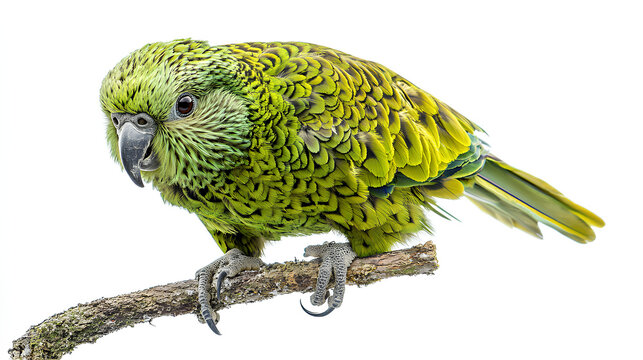 kakapo close-up stock image, isolated on a white background, kakapo 