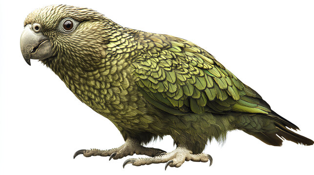 kakapo close-up stock image, isolated on a white background, kakapo 