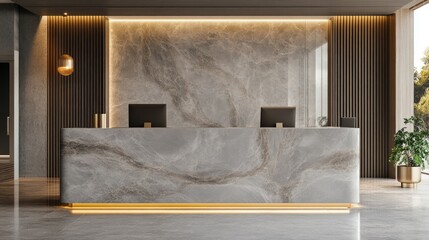 Luxurious Hotel Front Desk with Modern Design Offering Personalized Service and Premium Amenities