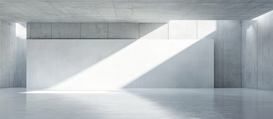 Obraz premium Modern Minimalist White Room with Reflective Cement Walls and Ample Space for Text and Display