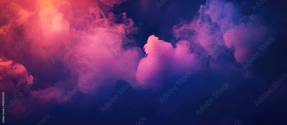 Poster colorful abstract smoke on dark background creating a mysterious atmosphere with space for custom te