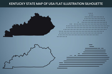 Kentucky State Hand Drawn Outline Map of USA
