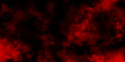 Red texture powder explosion cloud on black background, abstract dark glitter fire particles lights,  night sky with fluffy soft cloud, abstract red dust splattered on black background.