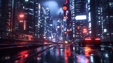 Fototapeta premium Modern City with Wireless Network Connection and Digital Infrastructure
