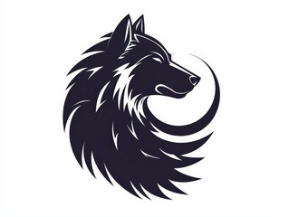 Obraz premium Logotype wolf, logotype stylized polar wolf with the moon, isolated on white background