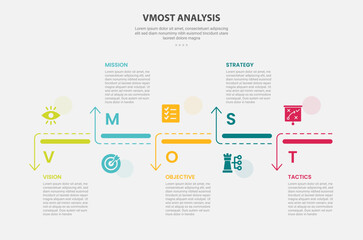 vmost analysis infographic outline style with 5 point template with creative timeline up and down arrow on horizontal directionfor slide presentation