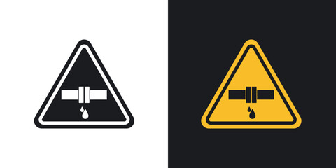 Caution safety leak of water or chemical material sign pack for app and website ui designs.