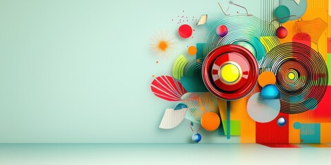 Obraz premium Vibrant abstract design with colorful circles and shapes.