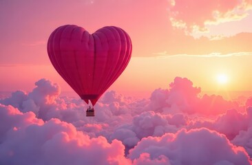 Obraz premium A heart-shaped hot air balloon floating