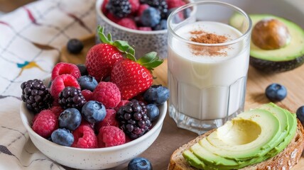 Healthy Organic Breakfast with Fresh Fruits