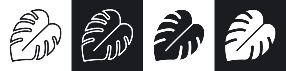 Monstera deliciosa plant leaf icon pack for app and website ui designs.