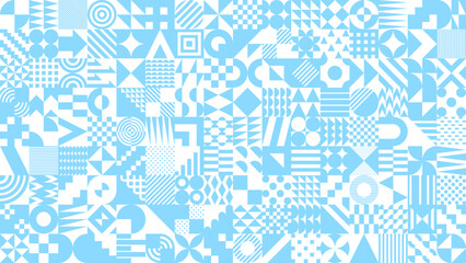 水色の幾何学模様のタイルのパターン背景