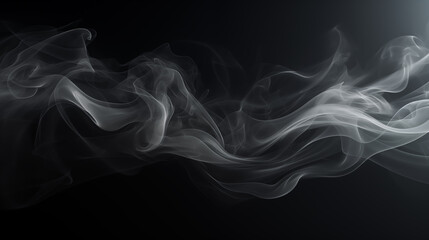 Smoke clouds, steam mist fog and white foggy vapor. Realistic smoke  particles isolated on black background. Beautiful swirling gray smoke.