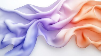 Obraz premium Elegant Draped Pastel Fabric Texture: Soft Lavender and Peach Gradient Silk Material