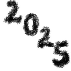 Happy new year black and white abstract on white color background with black brush