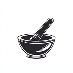 Design of mortar and pestle icon logo illustration isolated on white background
