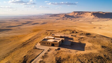 Aerial View of Ancient Desert Structures