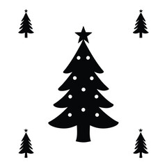 Fototapeta premium tree chrismas element illustration. Merry Chrismas tree icon set on white background, set of silhouettes of trees chersmas, vector illustration.
