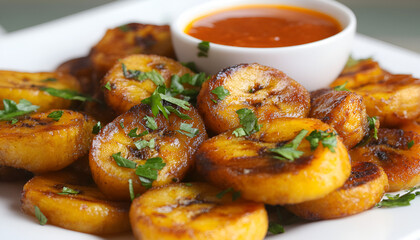  Fried Plantains with Tomato Sauce and Fresh Herbs