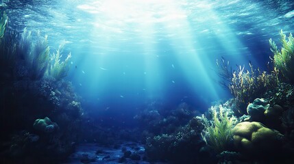 Obraz premium Vibrant Underwater Scene with Natural Sunlight Effects