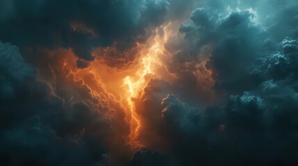 Fototapeta premium Glowing Rays Breaking Through Storm Clouds