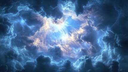 Fototapeta premium Light Rays Streaming Through Stormy Clouds