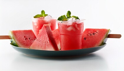 Frozen watermalon drink white background, fresh