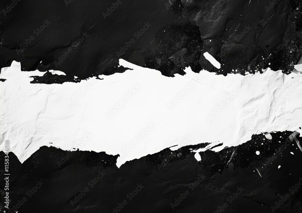 Poster abstract black and white paint texture with copy space.