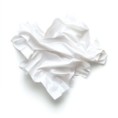 Crumpled white fabric on an isolate background, showcasing texture and softness.