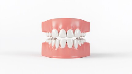 Obraz premium Cleanly Rendered 3D Model: Perfectly Aligned Teeth Mockup. AI Generated