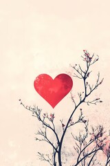 Sweet Valentines Day Illustration with Heart Shaped Tree