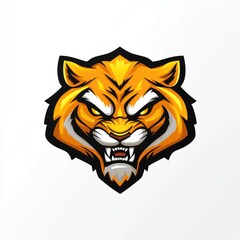 Fierce Orange Tiger Head Mascot Design Illustration