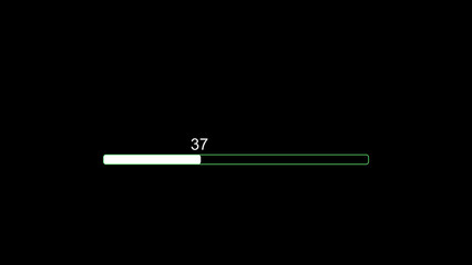 Loading bar file downloading progress icon transfer 37 percent, on black background 4k illustration.