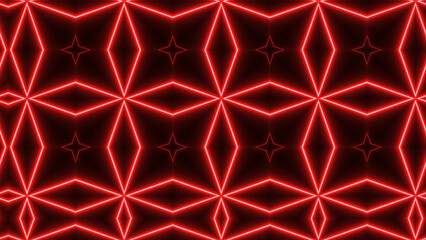 Fototapeta premium Abstract glowing red neon line mandala design background 4k illustration. 