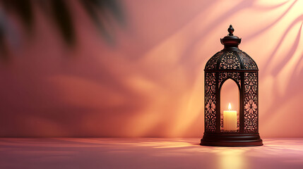 Islamic Hanging Lantern with Tree Shadows, with copy space