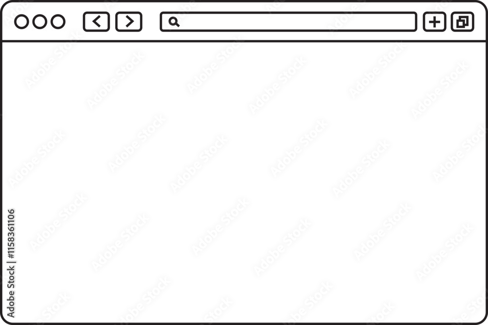 Poster browser window icon in line style. design template with browser window for website and mobile app de