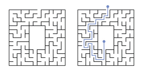 Labyrinth Maze Game for Children Worksheet with Solution 