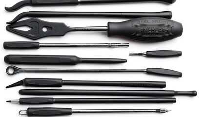 Sleek Black Tool Set - Precision Instruments in Minimalist Design